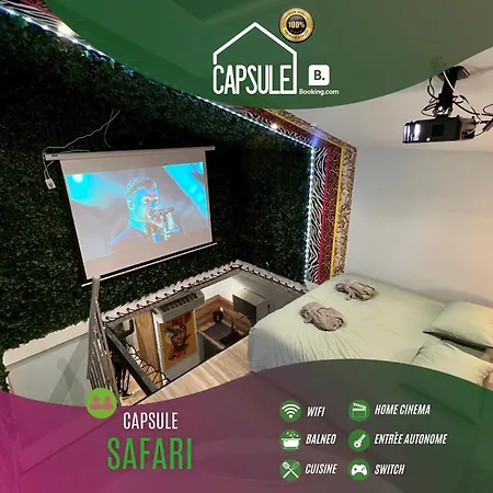 شقة Capsule Safari - Jacuzzi - Nintendo Switch - Netflix & Cinema - Pouf Geant - Filet Suspendu *